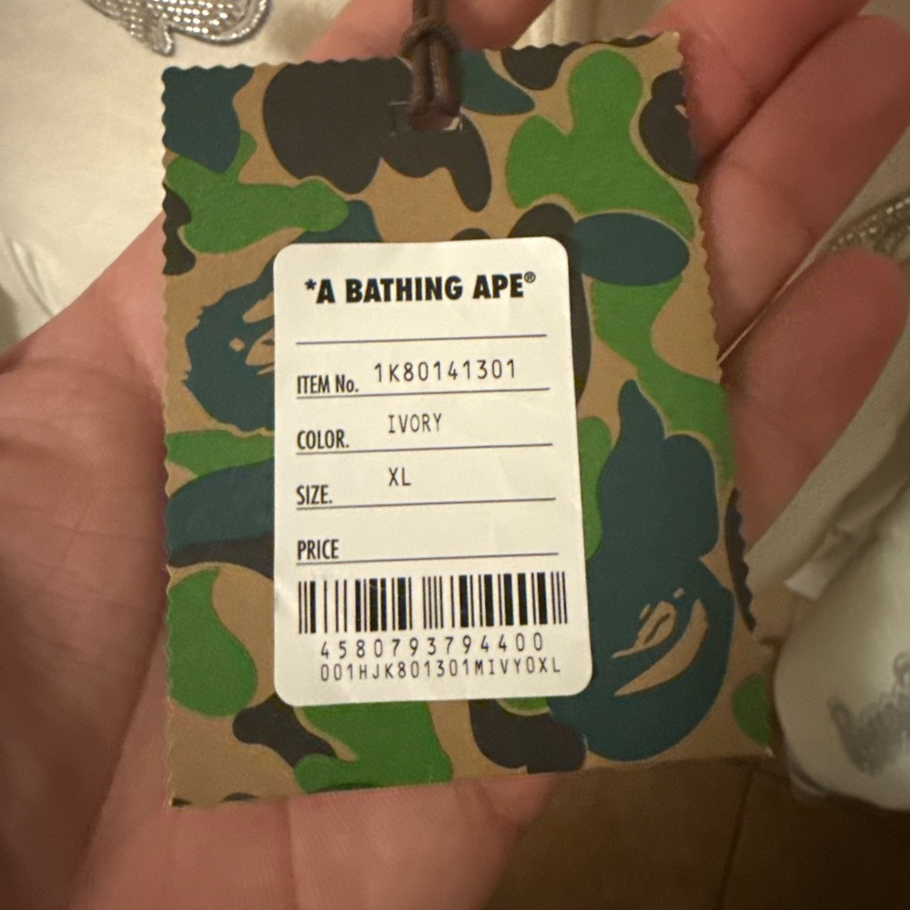 Bathing Ape Line Camo Multi Logo Wool Varsity Jacket -Mens XL -Ivory Color - Picture 8 of 8
